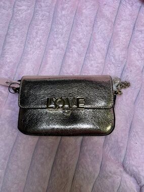 Victoria's Secret Metallic Silver LOVE Chain Crossbody
